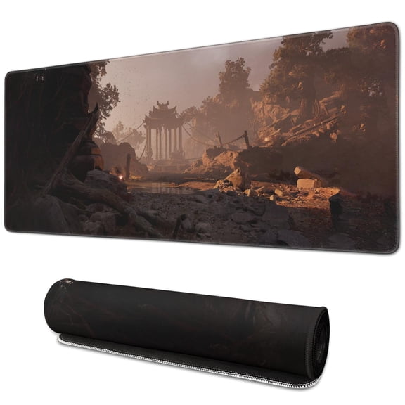 WUKONG Gaming Mouse Pad Non Skid Wukong Rubber Mousepad for Table Desk the Wilderness, the Gazebo, the Forest ) Desk Mouse Pad for Computer Desk Laptop Decoration (31.5x11.8in)