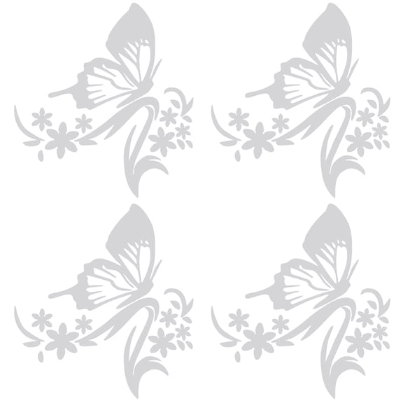 PVC Butterfly Car Decals Reflective Car Rearview Mirror Stickers White 157~163x145~148x0.2~0.3mm