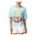 thumbnail image 2 of Doe Womens Light Blue JUST SAYIN' Short Sleeve Crew Neck Crop Top  Size: S, 2 of 2