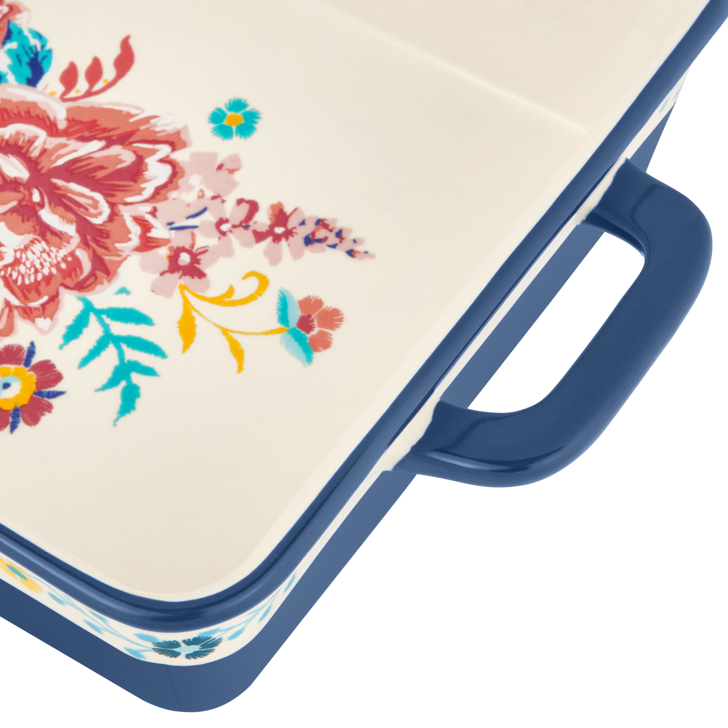 (3 pack) The Pioneer Woman Keepsake Floral 7" x 10" Ceramic Baking Dish with Lid