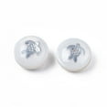 thumbnail image 4 of 20 pc Natural Freshwater Shell Beads with Brass Metal Embellishments Flat Round with Tortoise Platinum 8x4~5mm Hole: 0.6mm, 4 of 4