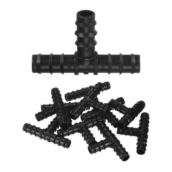 Uxcell 10-Pack Drip Irrigation Barbed Fittings, for 3/8 Inch Tees Tubing Connector Plastic Coupling Irrigation Parts