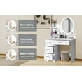 thumbnail image 6 of Dapmiu Vanity Desk with Large Mirror and 3-Color LED Light, 4 Drawers and Open Shelves, European Design, 6 of 8