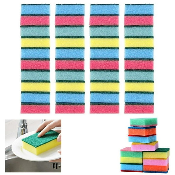 40 Pk Cleaning Scrub Sponges Scouring Pads Washing Dishes Kitchen Scour Cleaning