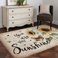 thumbnail image 3 of Rectangle Rug 4x6ft Area Rug,Retro Sunflower Sunshine Quote Area Rugs for Living Room Bedroom,Butterfly Floral Bee on Letter Floor Mat Non-Slip Non-Shedding Carpet Indoor Accent Rugs, 3 of 9