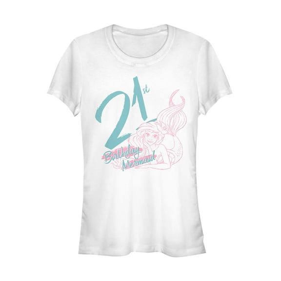 Junior's The Little Mermaid Ariel 21st Birthday Graphic Tee White Medium