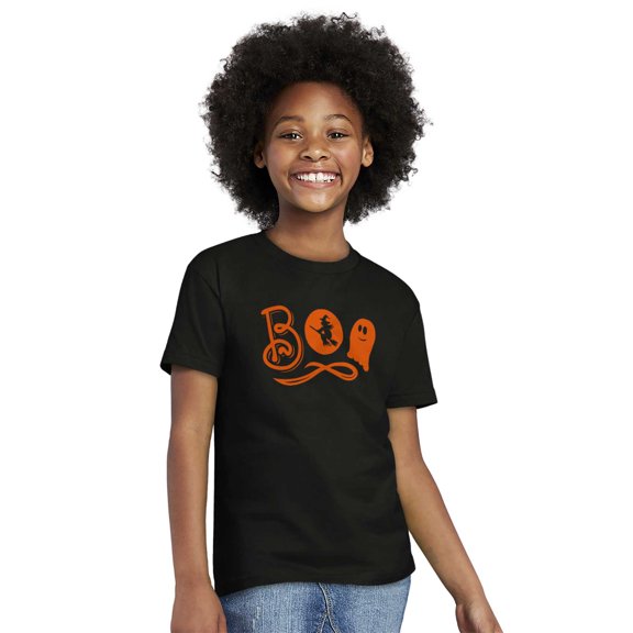 Boo Cute Witch Ghost Halloween Girls Kids T Shirt Tees Teen Brisco Brands L