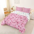 thumbnail image 2 of Homewish Pink Dog Paw Bone Full Size Comforter Sets,Pet Lover Bedding Comforter Set,Polkadot Reversible,3-Piece,1 Comforter and 2 Pillowcases, 2 of 7