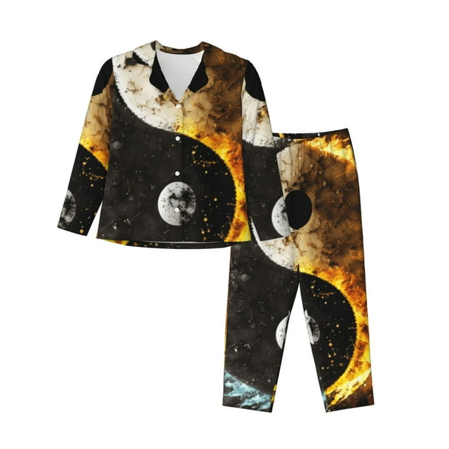Naloa Yin Yang Pyjamas Imprimés pour Femmes, Ensembles de Pyjamas pour Femmes, Ensembles de Détente pour Femmes, 2 Pcs pour Femmes-Moyen