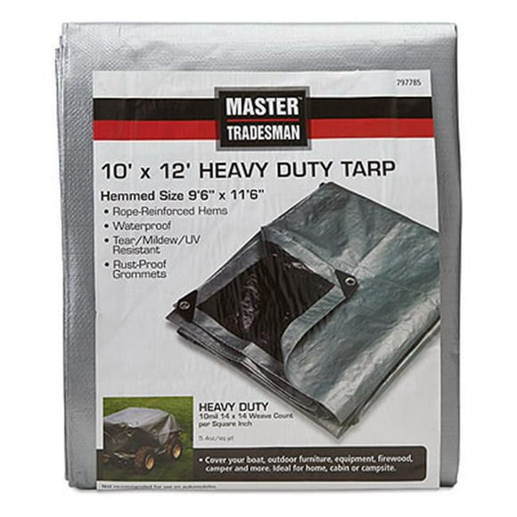 Master Tradesman RD 10 x 12 ft. Polyethylene Storage Tarp Cover - Silver & Black