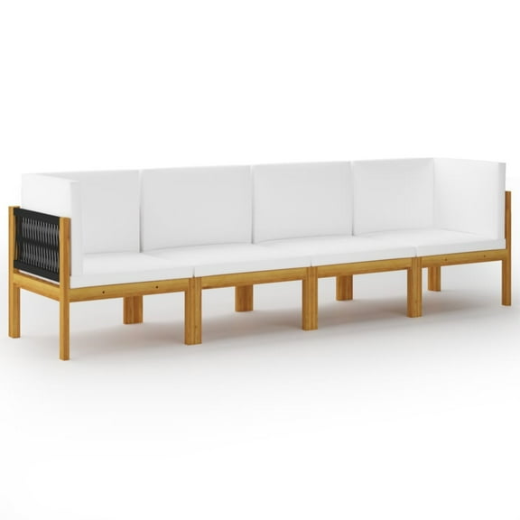 vidaXL 4-Seater Patio Sofa with Cushion Solid Acacia Wood