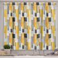 thumbnail image 1 of Abstract Kitchen Curtains, Contemporary Watercolor Brushstroke Print Parallel Geometric Shapes, Window Drapes 2 Panel Set for Kitchen Cafe Decor, 55" x 36", Amber White Charcoal Grey, 1 of 3
