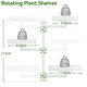 thumbnail image 3 of Estantes giratorios para plantas de ventana, soporte de pared para plantas de interior de 3 niveles, estante de metal floral con ganchos colgantes, 3 of 6