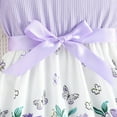 thumbnail image 5 of GYRATEDREAM Toddler Girls Summer Dress Kids Floral Front Bow Flying Sleeve Flowy Sundress Pleated Birthday Party Sundress Dresses for 7-8Y Purple, 5 of 9