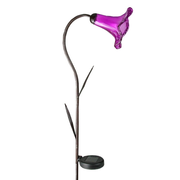 Gerson 45.25" Transparent Purple Lily Lighted Solar Powered Outdoor Lawn Stake