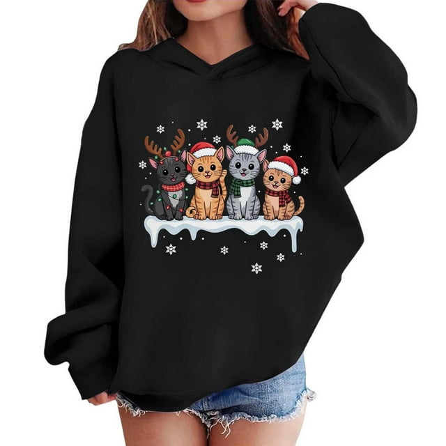 Sudaderas con capucha para niños y niñas, sudaderas navideñas con capucha para niños medianos y grandes, camisetas de manga larga, sudaderas para niños