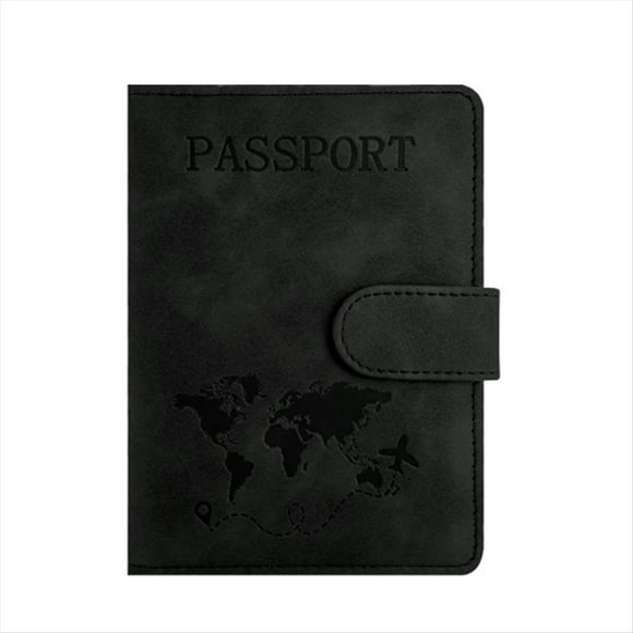 Porta Pasaportes, Tarjetero con Bloqueo RFID, Tarjetero de Piel Sintética para Viajes con Hebilla Magnética.