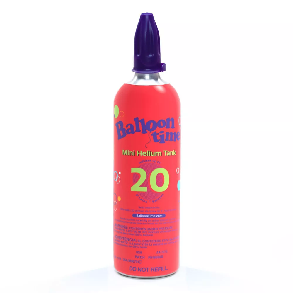 Balloon Time Mini Helium Tank, Portable Helium Tank, Fills 20 9" Balloons