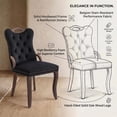 thumbnail image 5 of Dining Chairs Set of 6, Velvet Upholstered Kitchen Chairs with Vintage Copper Nails, Solid Wood Handles & Curved Legs, Mid Century Modern Dining Room Chairs for Home (Black, Set of 6), 5 of 8