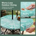 thumbnail image 5 of Round Outdoor Tablecloth with Umbrella Hole and Zipper, Teal Ombre Coastal Tablecloth with Elastic Waterproof, Nautical Beach Starfish Coral Summer Patio Table Covers for 31" - 35" Pool Tables, 5 of 9