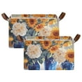 thumbnail image 3 of Sunflowers Roses in Vases Foldable Storage Large Fabric Storage Baskets Organizer Storage Bins with Handles for Shelves, 3 of 8
