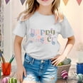 thumbnail image 2 of PMVFHDE T-Shirt pour Filles T-Shirts Graphiques Mignons Hauts d'Été pour Filles Enfants Pâques T-Shirt Graphique Mignon Col Rond Manches Courtes T-Shirt Décontracté d'Été Blanc, 1-2 Ans, 2 of 4
