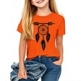 thumbnail image 2 of Favoffer Summer Unisex Kids Orange Dreamcatcher Graphic Top Round Neck Short Sleeve Loose Casual Tee Travel Camping Home Party 2-13Y, 2 of 3