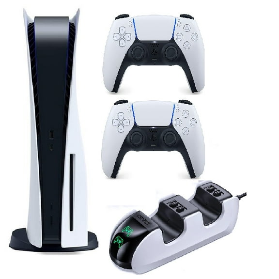 2023 NEWEST PlayStation_PS5 Gaming Console Disc Version W/Extra Wireless Controller| TKX Dual Charging Station