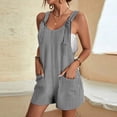 thumbnail image 2 of Women's Summer Wide Leg Linen Jumpsuits Dressy V Neck Sleeveless Casual Pants Rompers 2024 Vacation Beach Outfits, 2 of 2