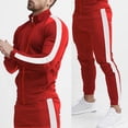 thumbnail image 4 of Delconic Mens Two Piece Athletic Tracksuit Set Zip Front Long Sleeve Track Jacket and Tapered Jogger Pants Casual Sportwear Red M, 4 of 5