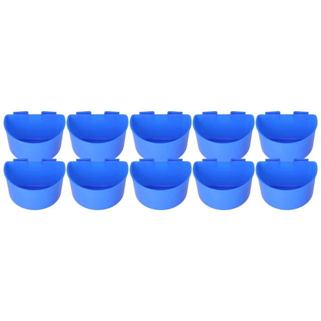 10 vasos de plástico para palomas, seguros, colgantes, con diseño semicircular, color azul