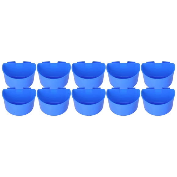 10 vasos de plástico para palomas, seguros, colgantes, con diseño semicircular, color azul