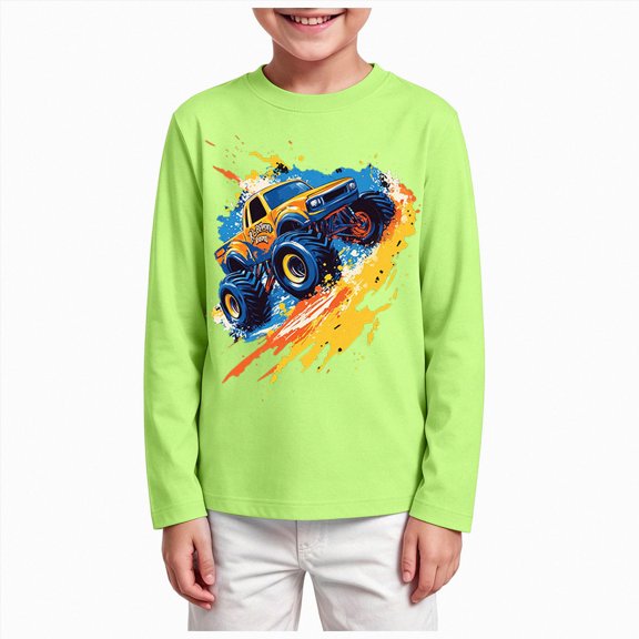 mgoYE Boys Long Sleeve Sweatshirt 2T 3T 4T 5T, Casual Cotton Hoodie Cartoon Graphic Crewneck Tops Tees Shirt for Kids Toddler Boy(Green,13-15 Years)