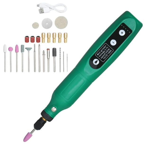 de molinillo de uñas eléctrico, recortador de uñas para perros con carga USB, 24 Accs, 5 velocidades, taladro de mano ajustable, 3000-15000RPM, , Verde Colco Amoladora eléctrica pequeña