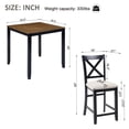 thumbnail image 6 of HSUNNS 5-Piece Counter Height Dining Table Set for 4, 34.5" Square Kitchen Table with 4 Upholstered X-Shaped Backrest Chair, Space-Saving Table and Chairs, Black & Oak, 6 of 9