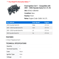 thumbnail image 2 of Front Ignition Coil 1 - Compatible with 2001 - 2006 Hyundai Santa Fe 2.7L V6 - Autopart Premium, 2 of 2
