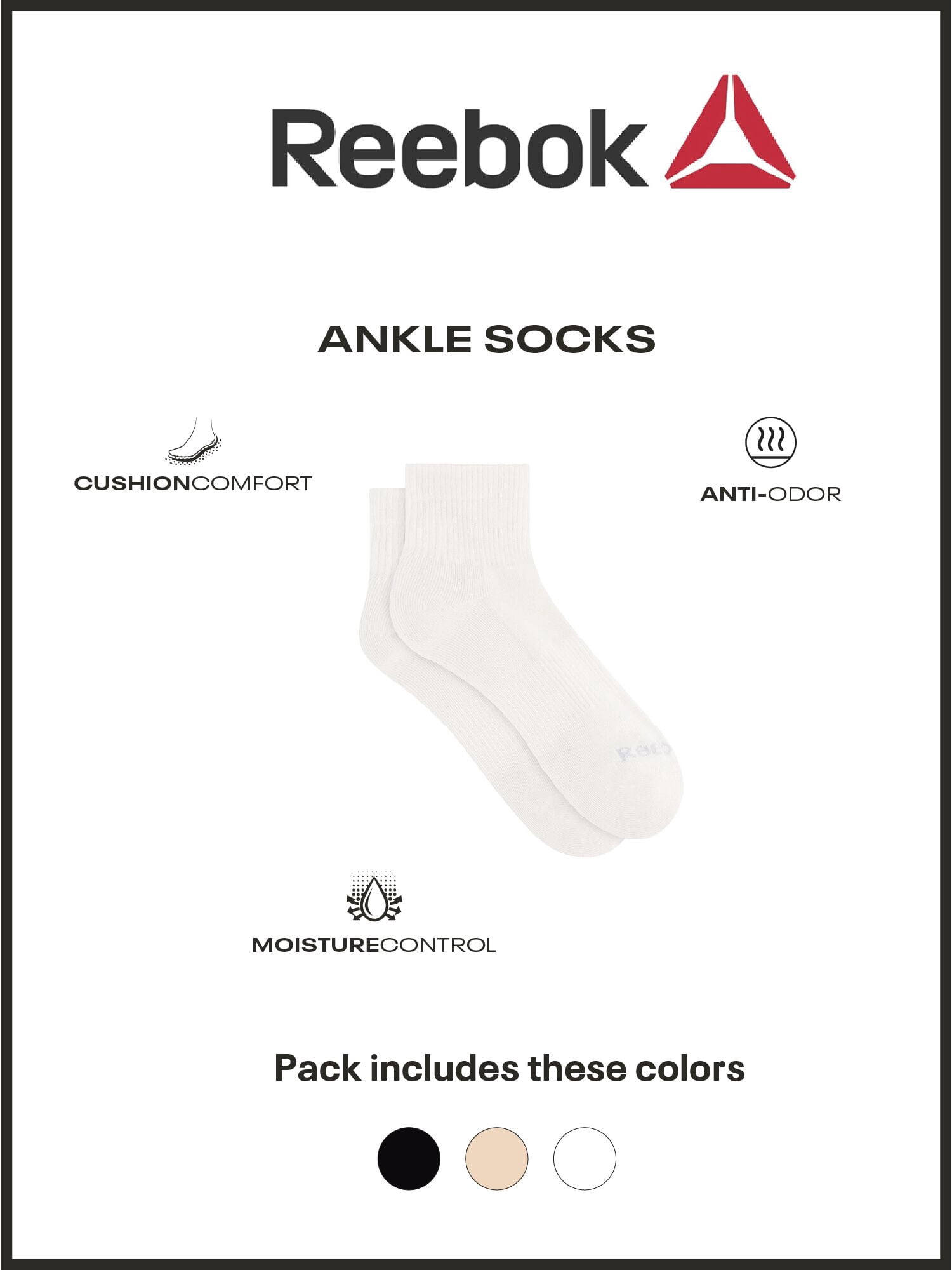 Reebok Women’s Multi Sport Ankle Socks, 10 Pack, Size 4-10