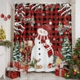 thumbnail image 2 of Christmas Snowman Shower Curtains for Bathroom, Red Snowman Berries Bird Pine Tree Red Plaid Waterproof Fabric Shower Curtain for Bathroom Bathtub Decoration, Machine Washable, 36"x72", 2 of 9