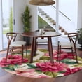 thumbnail image 3 of Round Rug 5Ft Washable Non-Slip, Pink Flowers Circle Area Rugs for Living Room Bedroom, Spring Watercolor Floral Leaves Plants Beige Indoor Floor Mats Carpet Runner for Home Decor Aesthetic, 3 of 8