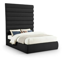 Meridian Furniture Adam Black Boucle Fabric Queen Bed