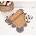 thumbnail image 4 of Rectangle Rug Natural Jute Rug Hand Braided Beige and Light Blue Border Color Rounding Line Area Rug, 4 of 5
