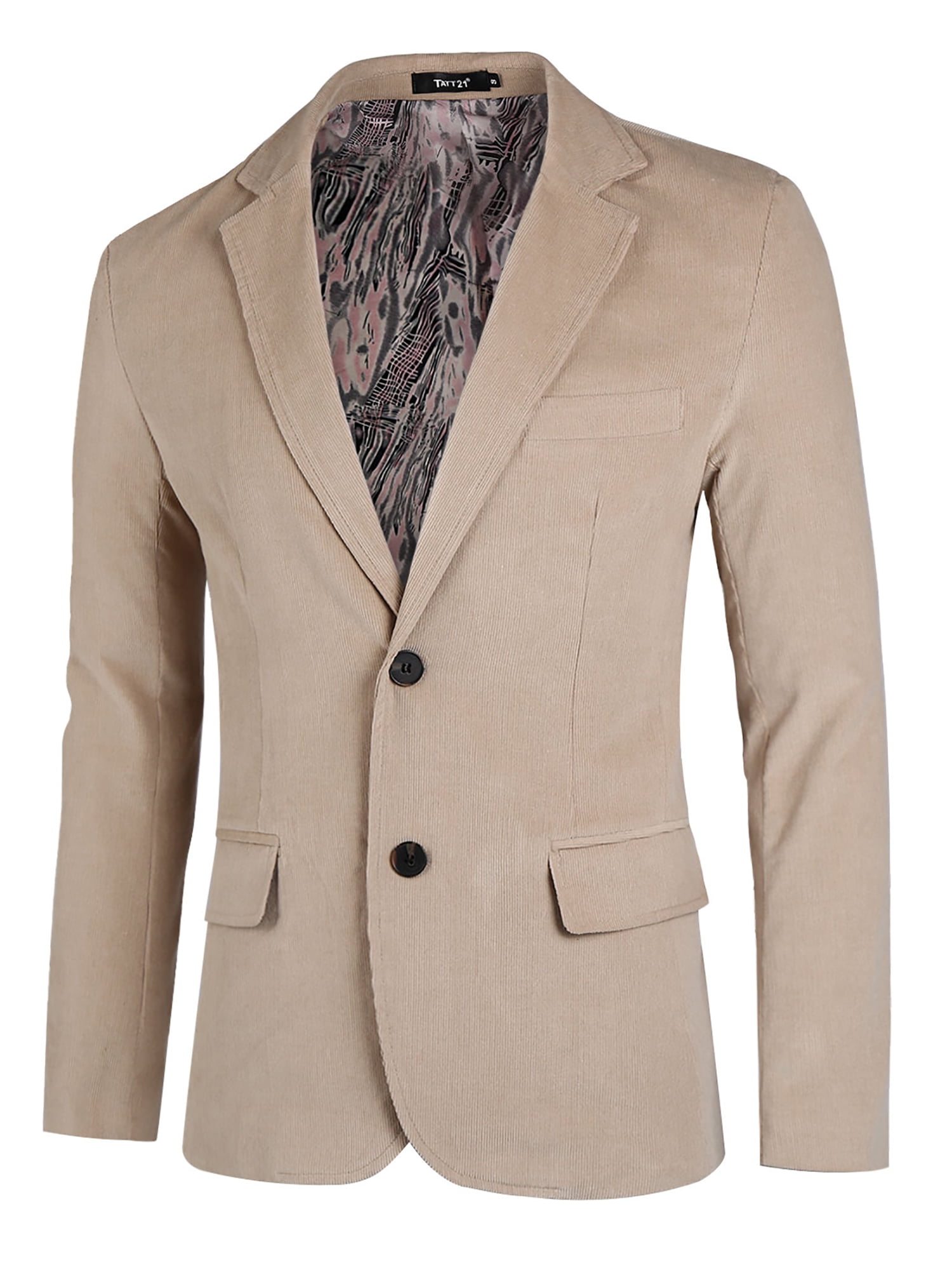 Mens Slim Fit Corduroy Blazer Sport Coat Notch Lapel Blazers Outwear Three-Button Jackets M-3XL 