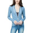 thumbnail image 1 of Aeropostale Sudadera con capucha Heathered FZ para mujer, azul, mediano Aeropostale Sudadera, 1 of 2