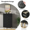 thumbnail image 4 of Cómoda Acanalada de 27" de Ancho con Cajones, Cómoda de 5 Cajones para Recámara, Cómoda Moderna de Madera con Tiradores de Metal para Sala de Estar, Pasillo, 4 of 7
