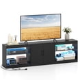 thumbnail image 1 of Costway TV Stand with Power Outlets Adjustable LED Lights Storage Cabinet for TVs up to 85" Black, 1 of 10