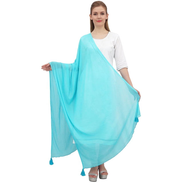 Phagun Foulard Tour de Cou en Mousseline à Franges d'Été Dupatta Femme Longue Étole Foulards-Vert