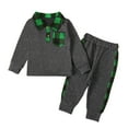 thumbnail image 2 of LYHaoo Toddler Boys Winter Long Sleeve Green Plaid Prints Tops Pants 2PCS Outfits Clothes Set For Babys Clothes Boys School Clothing Sets Sizes (18-24 Months), 2 of 7