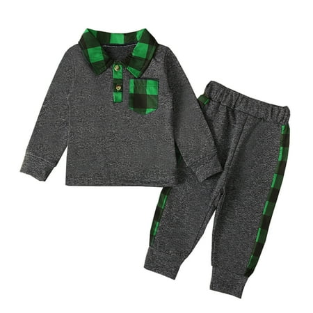 

ZHAGHMIN Baby Robes 0-6 Months Boy Toddler Boys Winter Long Sleeve Green Plaid Prints Tops Pants 2Pcs Outfits Clothes Set For Babys Clothes Size 4 Boys Clothes Baby Boy Outfits With Suspenders Cardi