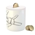 thumbnail image 3 of Popstar Party Piggy Bank, Hand Drawn High Sign for Rock Music Lovers and Microphone Sketch Art, Ceramic Coin Bank Money Box for Cash Saving, 3.6" X 3.2", Black and White, by Ambesonne, 3 of 4