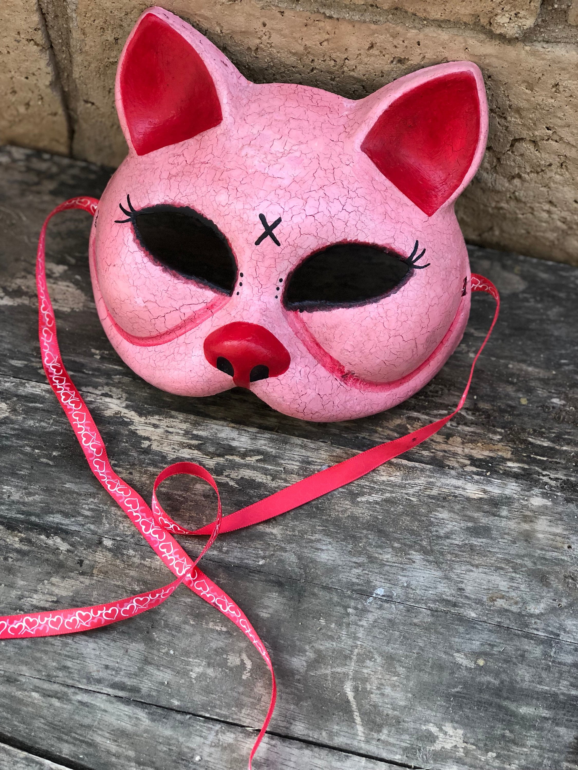 OOAK Pink Cat Mask Creepy Horror Art by Christie Creepydolls - Walmart.com